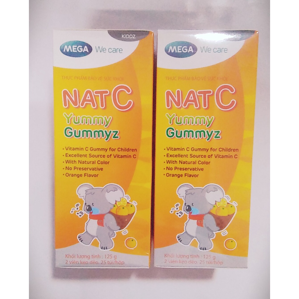 Combo 5 gói Kẹo dẻo cung cấp Vitamin C - Nat C  gói 2 viên (Hộp 25 gói)