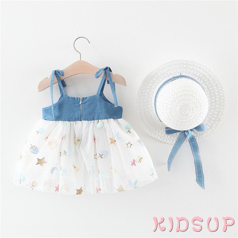 Đầm Yếm Denim Cho Bé Gái