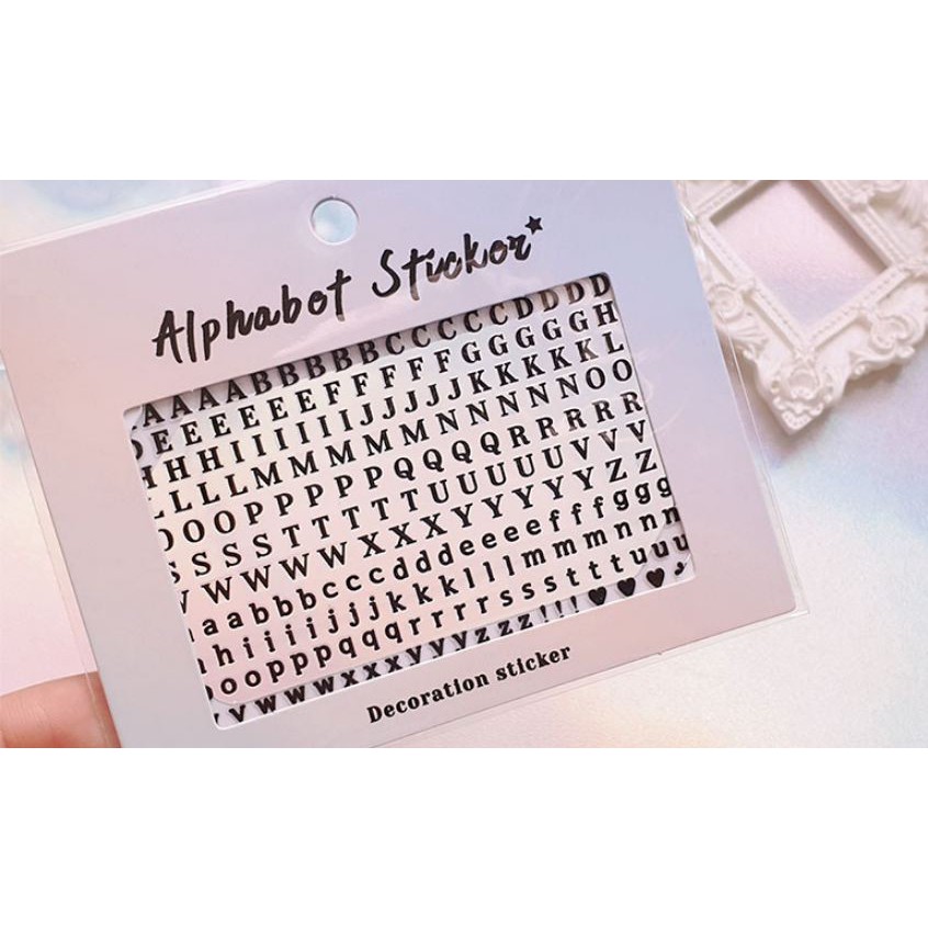 Sticker hình dán bảng chữ cái Hoa và thường Alphabet Sticker / Nguyên liệu làm resin