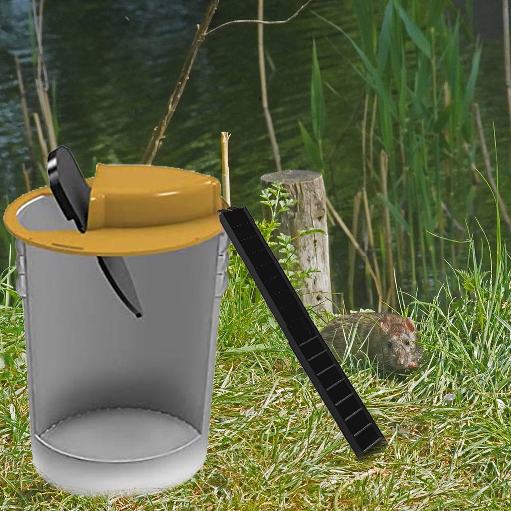 Slide Bucket Lid Mouse Rat Trap, Flip Slide Mouse Trap Bucket with Compatible, Quick Effective Sanitary Safe Plastic Smart Mouse Trap Humane or Lethal Trap Door Style Multi Catch