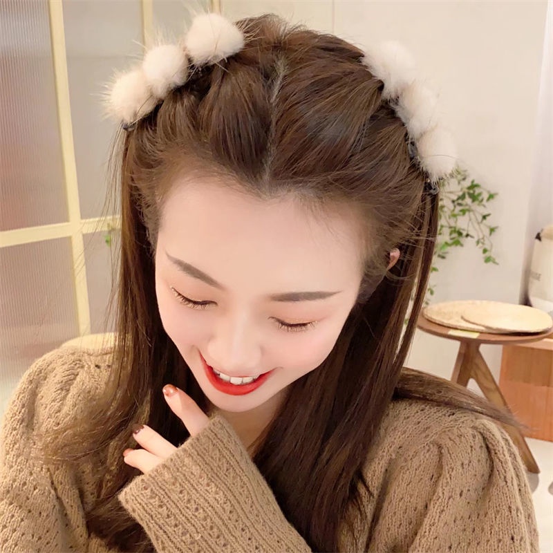Set 2 Kẹp Tóc Giả Lông Thú Màu Sắc Ngọt Ngào Thời Trang