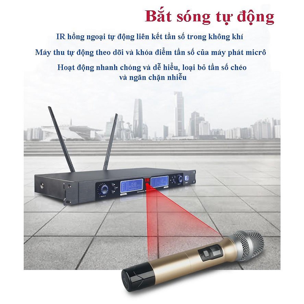 Bộ micro không dây, mic không dây EPXCM chống hú, chống rè cực tốt, bắt sóng cực mạnh, hát karaoke cực hay SELL SMART