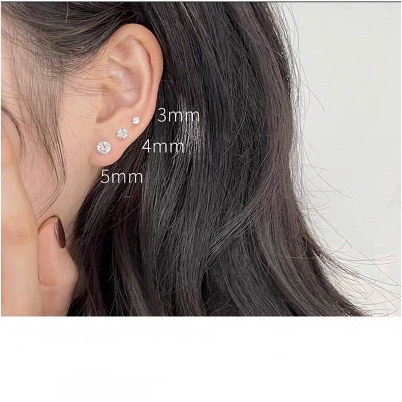 1 Khuyên tai y tế-Khuyên Thép không gỉ - Titanium KHÔNG GÂY NGỨA TAI hình hột đá