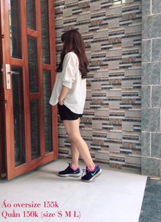 Áo sơ mi oversize trắng sọc đen