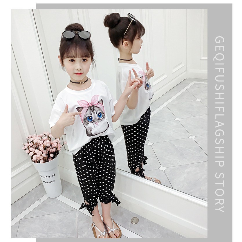 Áo phông hình mèo siêu cute dành cho bé gái lớn