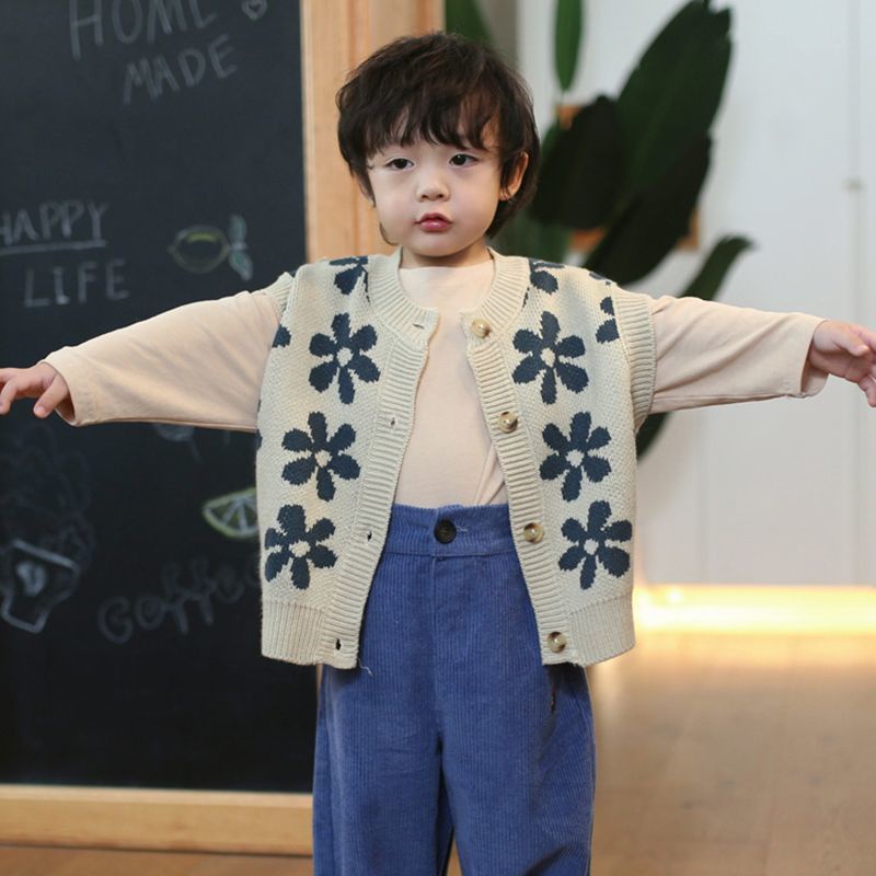 [Babycat] Hàng Có Sẵn Áo Khoác Cardigan Dệt Kim Không Tay Phong Cách Hàn Quốc Nhật Bản Thời Trang Xuân Thu Hàng Mới Dành Cho Bé Trai Và Bé Gái