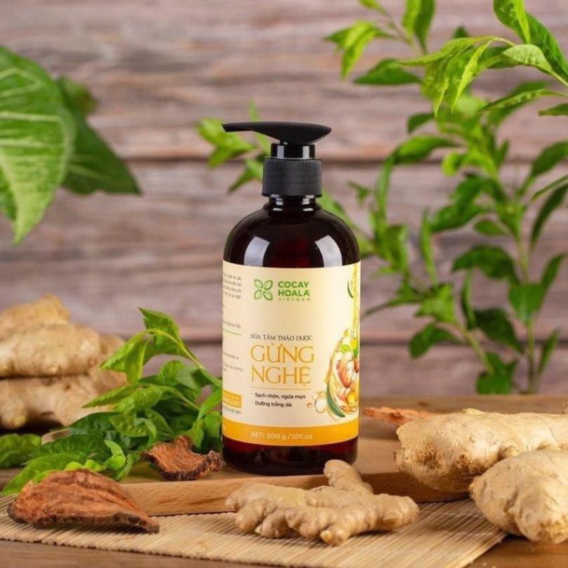 Sữa tắm thảo dược Gừng Nghệ Cocayhoala chai 300g dưỡng trắng, mờ thâm, ngăn ngừa mụn và hạn chế viêm tắc lỗ chân lông | BigBuy360 - bigbuy360.vn