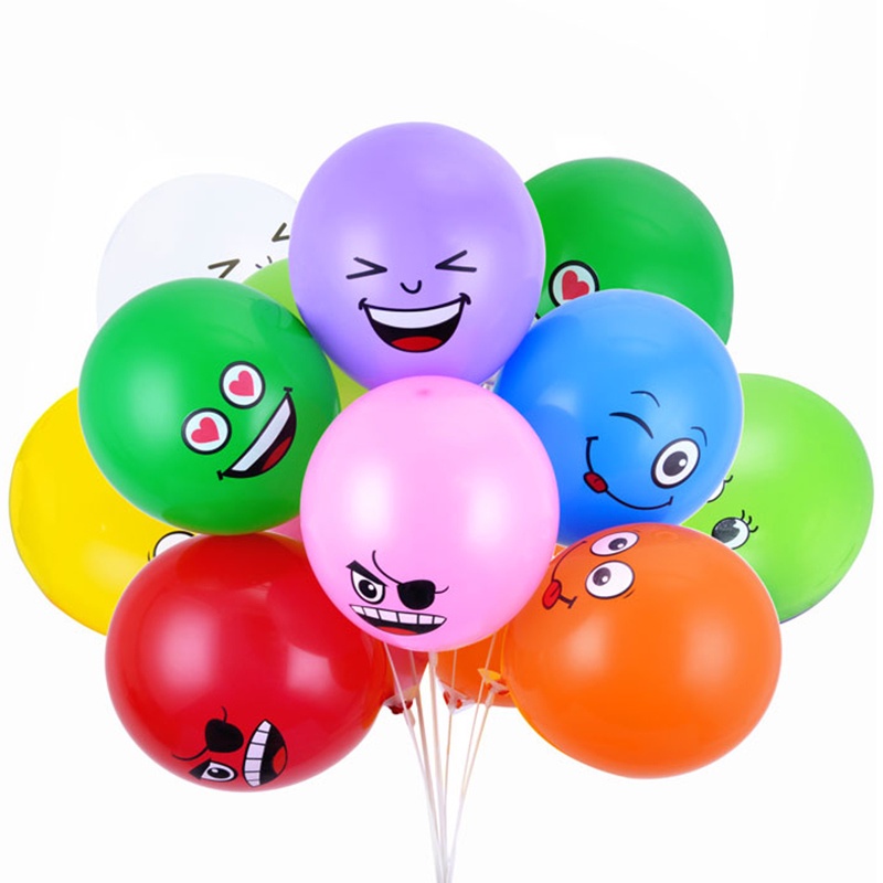 10 Bong Bóng 12 Inch Hình Mặt Cười Mắt To Vui Nhộn Trang Trí Tiệc Sinh Nhật