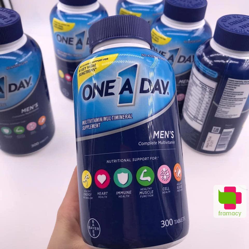 Vitamin tổng hợp One A Day Men's/Women's Multivitamin, Mỹ (300v) tăng sinh lực, miễn dịch cho nam/nữ giới dưới 50 tuổi | BigBuy360 - bigbuy360.vn
