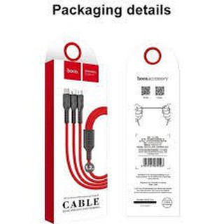 Cáp 3 đầu Hoco U31 Dây Dù Dài 1,2 Mét   Lightning - Micro USB - Type C .