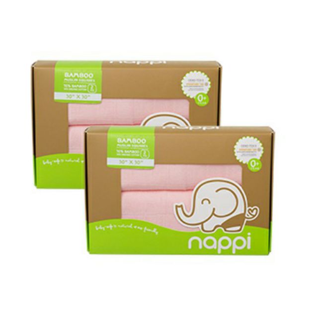 Set 2 khăn sợi tre đa năng cho bé Nappi 77x77cm, khăn vải dệt cotton organic - Monnie Kids