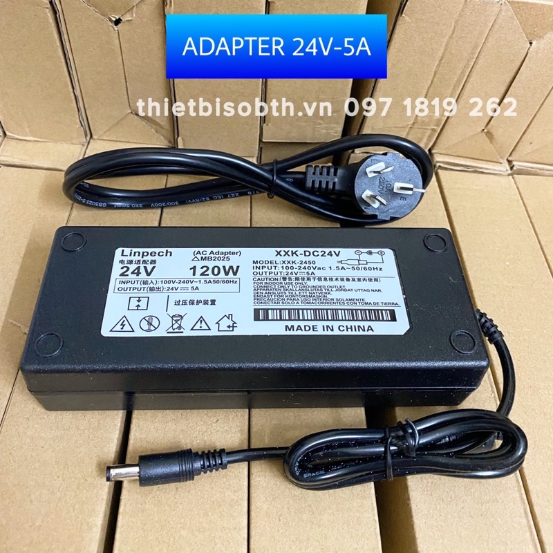 Nguồn 24V-5A  adapter 24v 5a dùng cho thiết bị camera, máy in mã vạch, máy in , máy bơm công suất v.vv