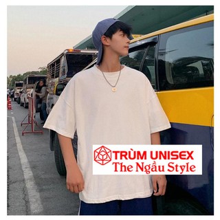 Áo thun Tay lỡ Nam Nữ Form Rộng Basic màu trắng Trùm Unisex màu đen vải cotton thích hợp đi chơi