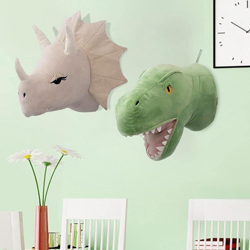 Set 2 Phụ Kiện Trang Trí Phòng Khách Hình Đầu Khủng Long 3D Dễ Thương