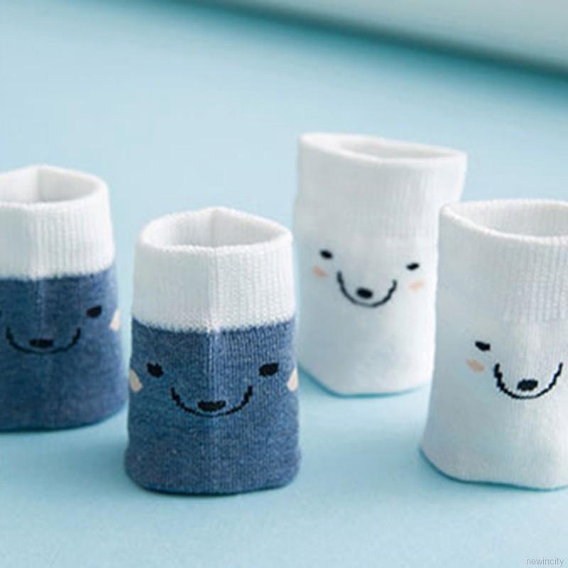 Bộ 5 đôi vớ cotton họa tiết sọc hoạt hình dễ thương giữ ấm cho bé trai và gái