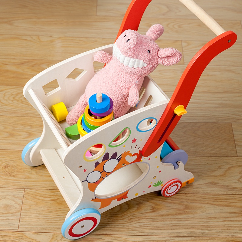 Đồ chơi xe đẩy gỗ đa năng, xe tập đi cho bé chỉnh chiều cao linh hoạt toystore FUDAER
