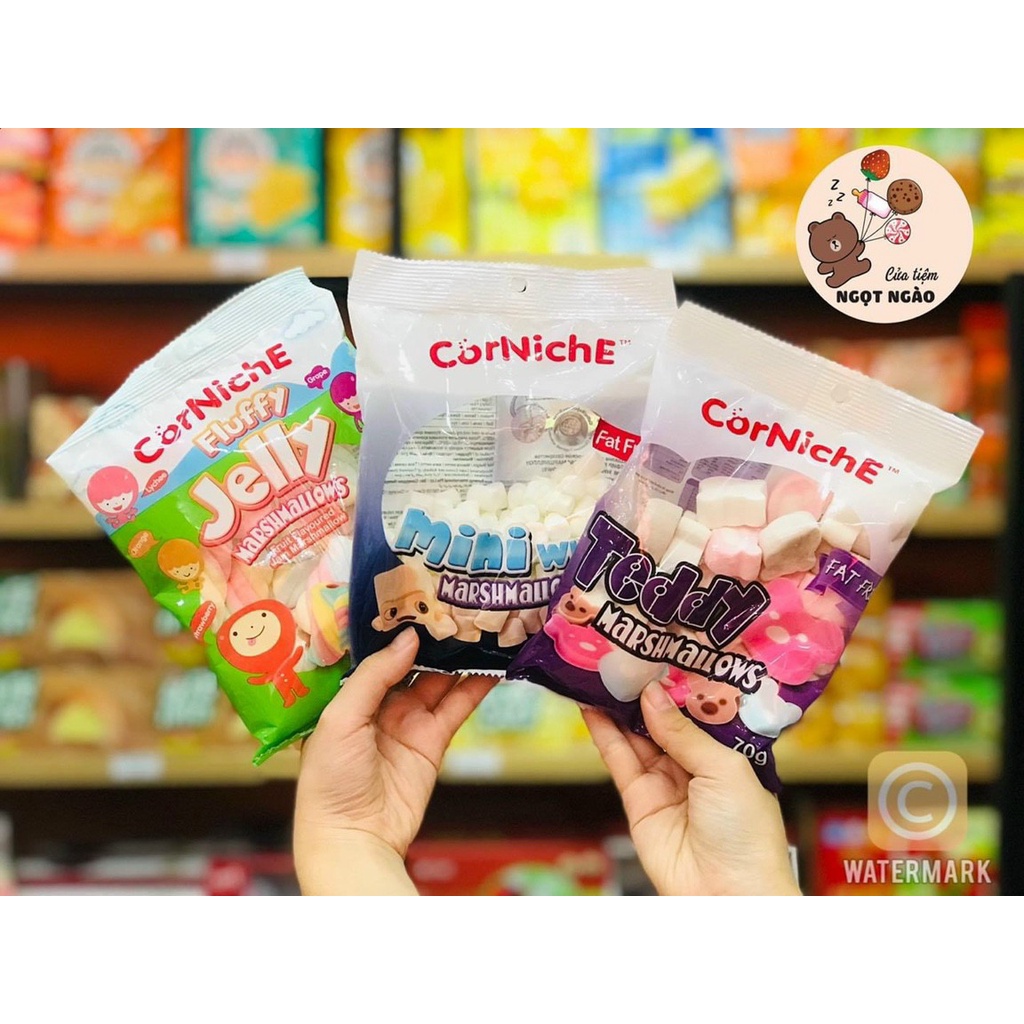 Kẹo Dẻo Xốp Bông Gòn Gấu Teddy Marshmallows Corniche 70gr Hương Vị Thơm Ngon Dẻo Dẻo Món Ăn Hấp Dẫn Các Bé