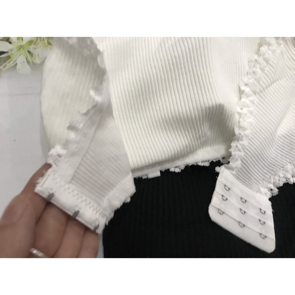 Áo lót bra viền hoa ren cup ngang ngực, bralette cotton co dãn tốt, Leblur | BigBuy360 - bigbuy360.vn