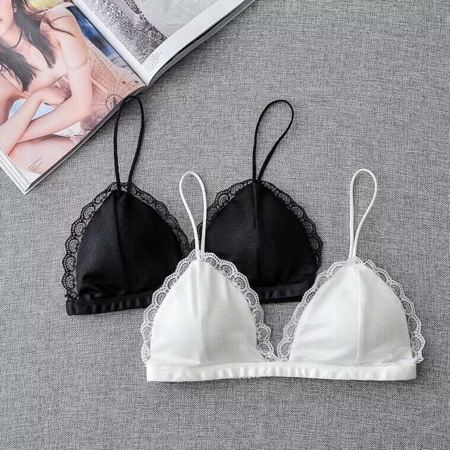 Áo Lót Bra Nữ Chất Lụa Không Gọng Phối Viền Ren 2 Dây Có Mút Mỏng Cực Sexy Quyến Rũ 265 | BigBuy360 - bigbuy360.vn