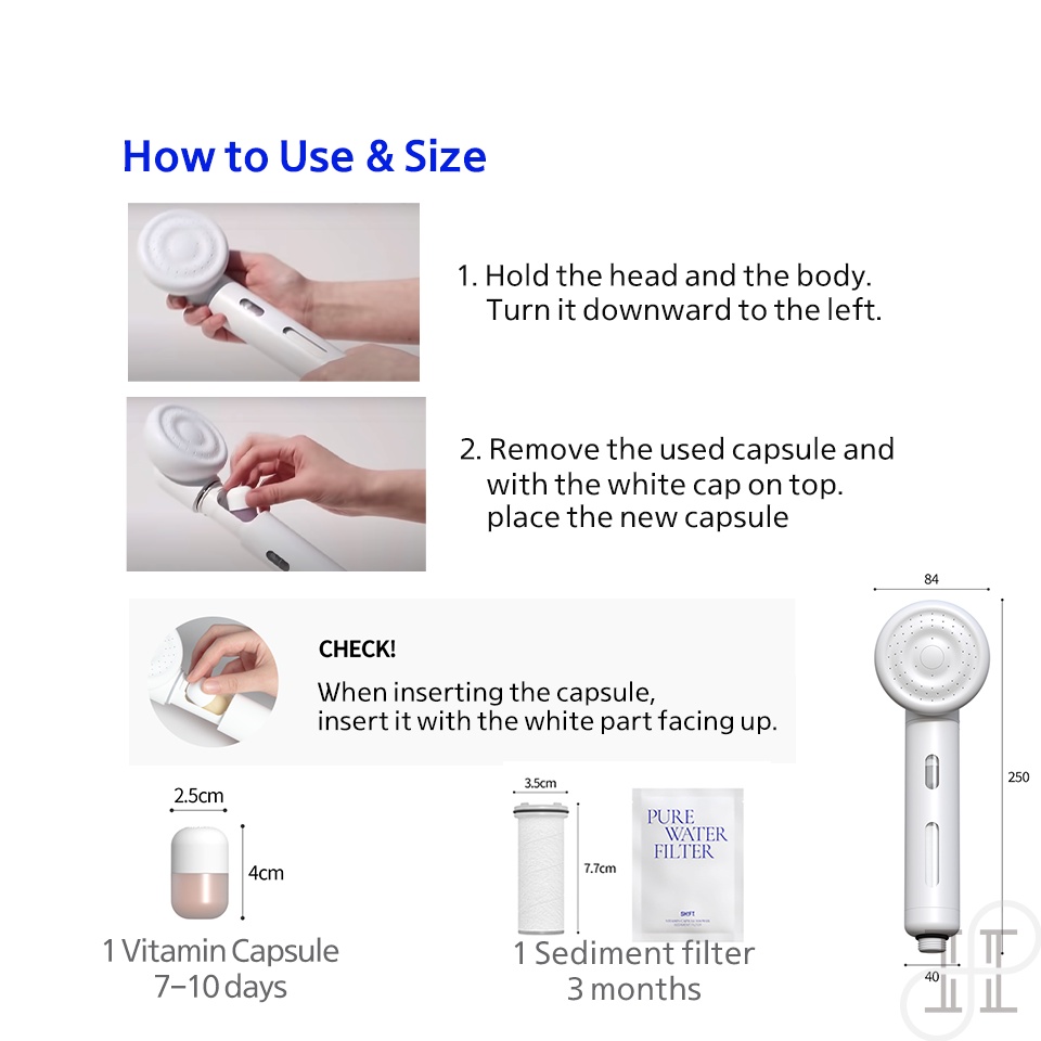 Set vòi hoa sen chứa vitamin đi kèm bộ lọc + giá đỡ kiểu Hàn Quốc cho nhà tắm