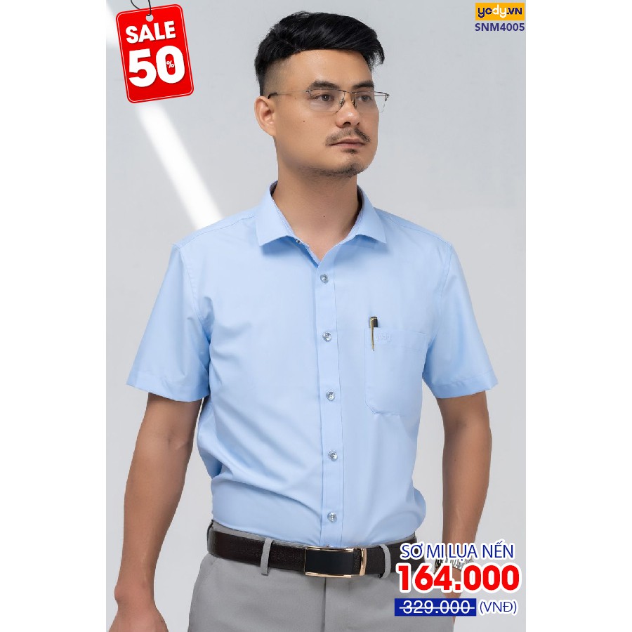 Sơ mi nến cộc tay nam slim có túi thương hiệu thời trang chính hãng YODY - SNM4005 | BigBuy360 - bigbuy360.vn