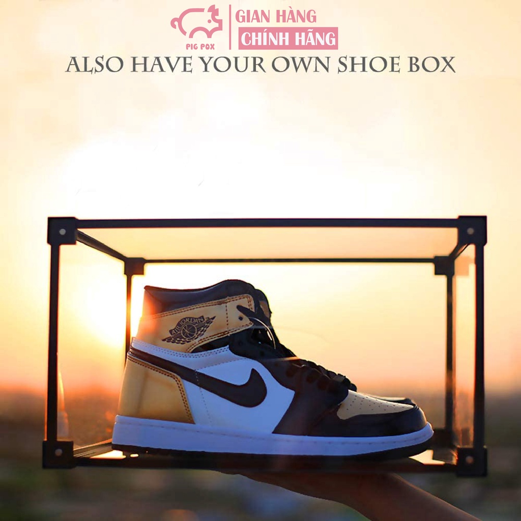Hộp đựng giày cửa ngang khung kim loại trong suốt 360 độ PIG POX Sneaker Box