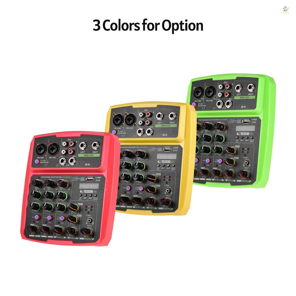 Bộ Hòa Trộn Âm Thanh USB Di Động Eelfn6 B4 4 Kênh Kết Nối BT 48V Phantom