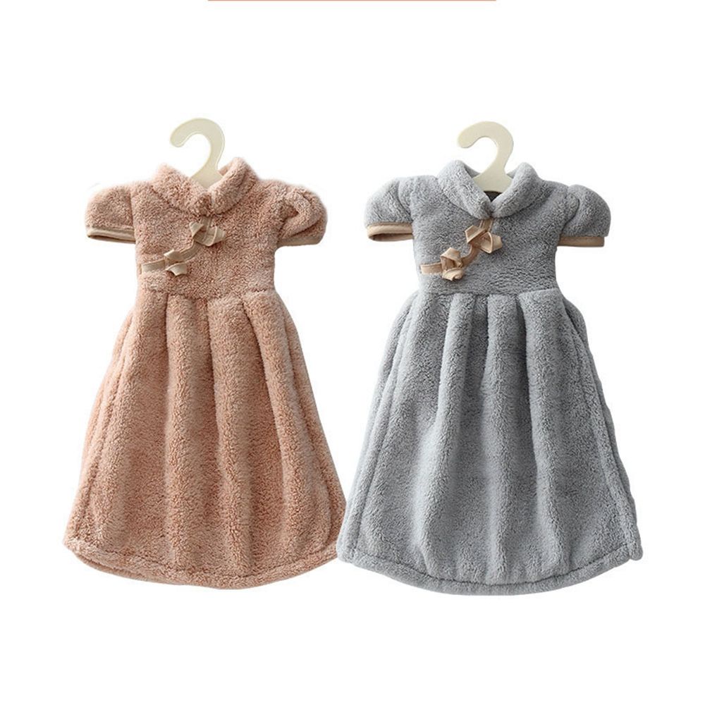 Khăn lau tay vải nỉ san hô đa năng thiết kế hình váy dễ thương cho phòng tắm/nhà bếp nhiều màu sắc tùy chọn
