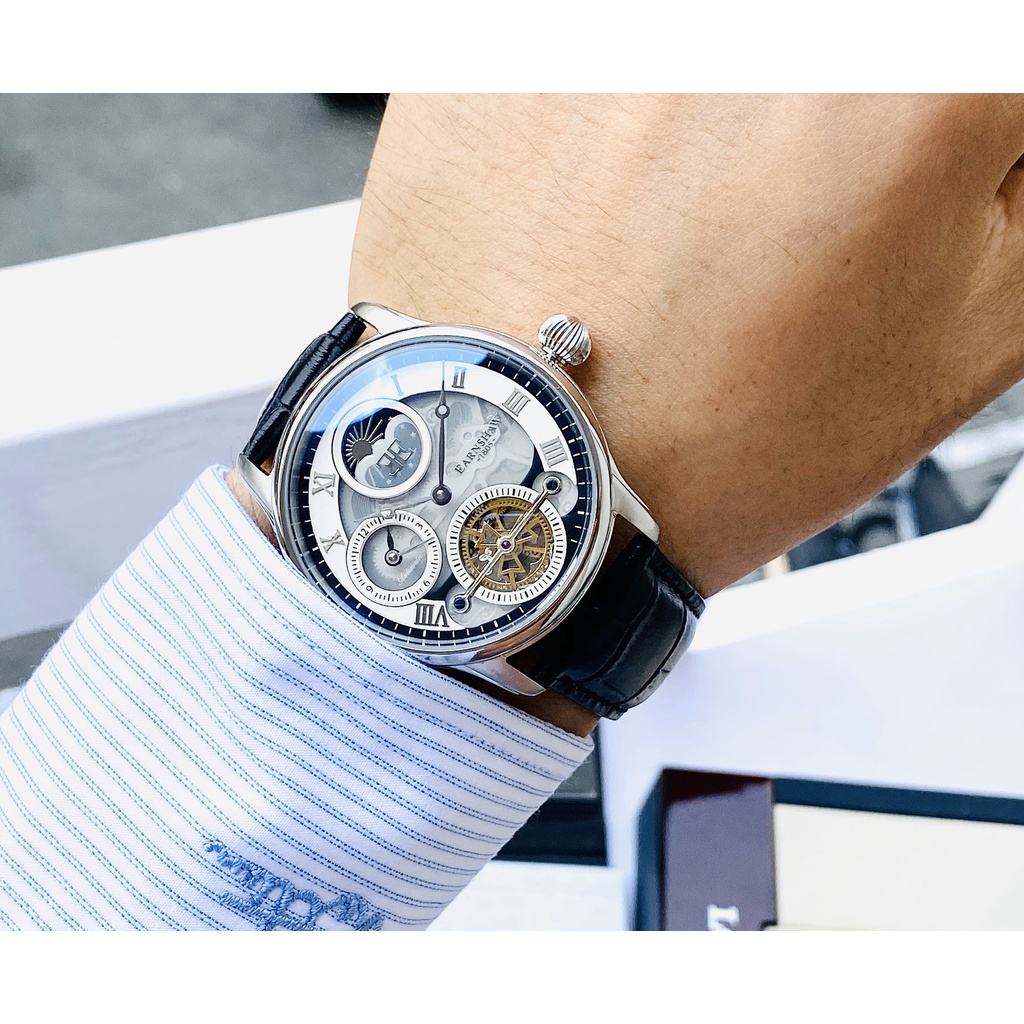 ĐỒNG HỒ NAM THOMAS EARNSHAW SUN AND MOON AUTOMATIC ES-8063-01 SIZE 43MM/ TỰ ĐỘNG LỘ CƠ/ CHUẨN XÁC/ 2 MÚI GIỜ/ CHỊU NƯỚC