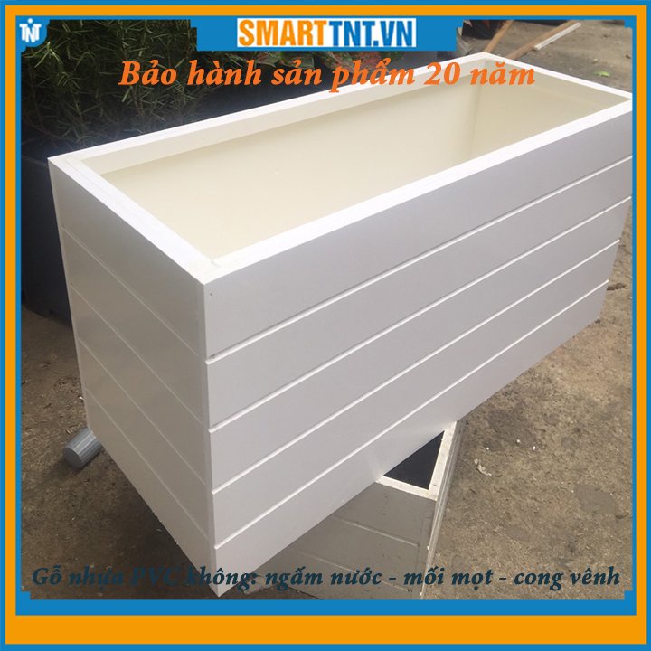 Chậu gỗ 70*30*30cm ngoài trời composite kẻ chỉ mới, hàng đẹp Smarttnt.vn