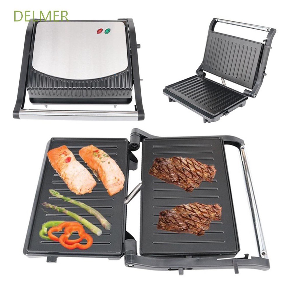 DELMER Indoor Sandwich Toastie Maker Toaster Baking Panini Grill Machine Heating Health Electric Multifunctional Double Steak Pan