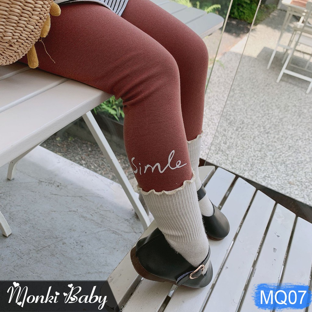 [SALE LẺ] - Quần legging trơn mầu đẹp cho bé gái, chất mềm, mịn, co giãn tốt, không xù, mẫu mới 2021 | MQ07