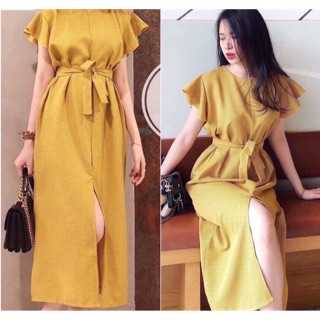 Đầm midi caro cánh tiên