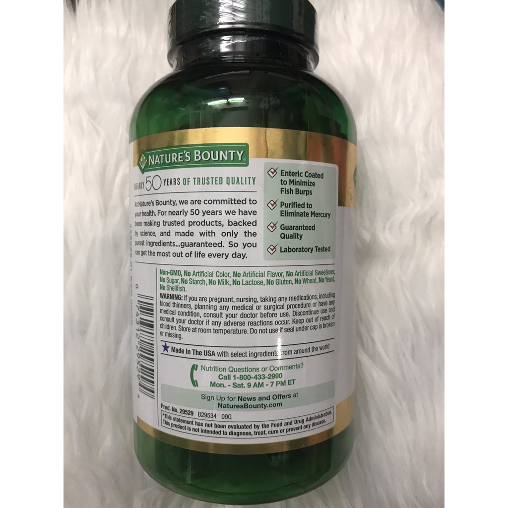 Dầu cá Nature’s Bounty Fish Oil 1400mg của Mỹ