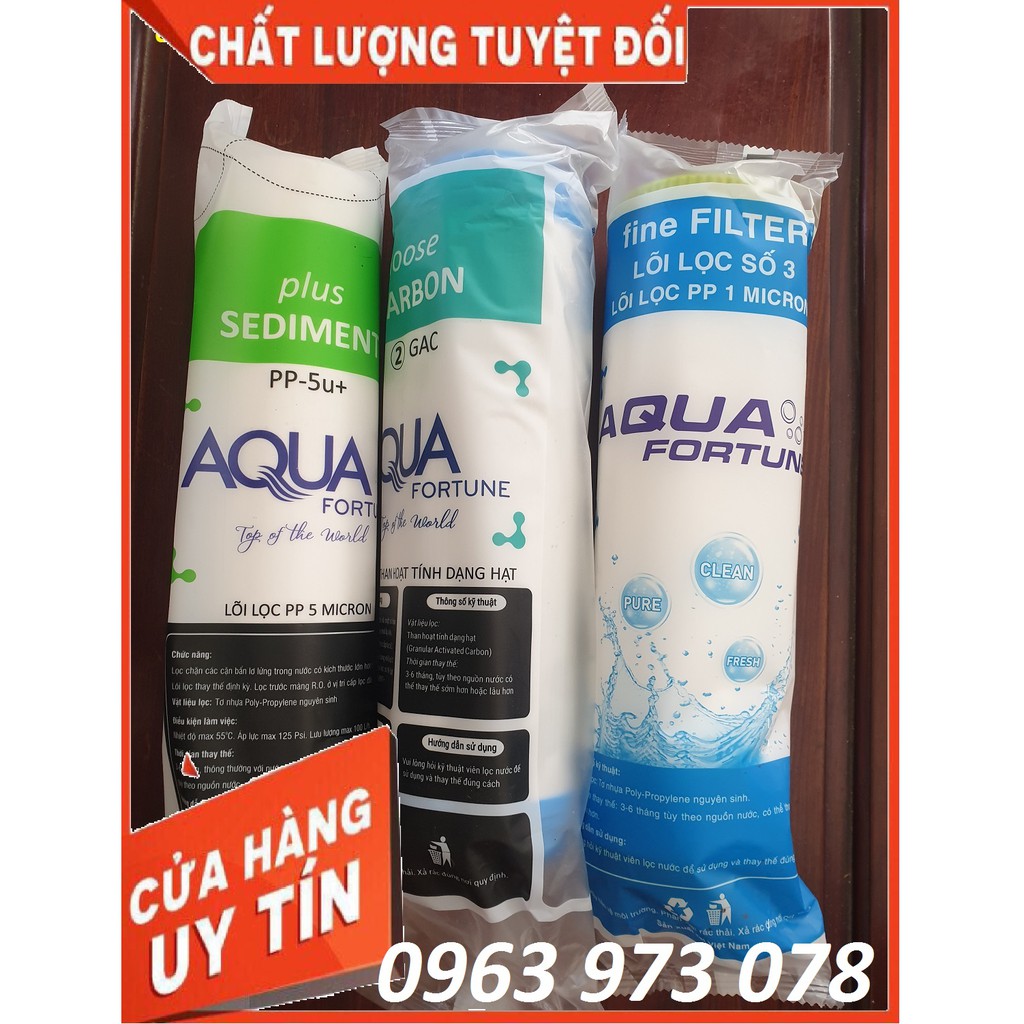 Bộ 3 lõi lọc nước Aqua hàng chính hãng, dùng cho các loại máy lọc nước