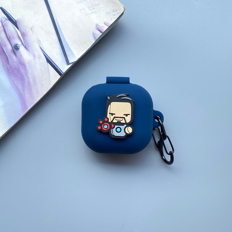 Bao Case Ốp Bảo Vệ Tai Nghe Galaxy Buds Live Hình Siêu Anh Hùng Kèm Móc Treo Thép Không Rỉ