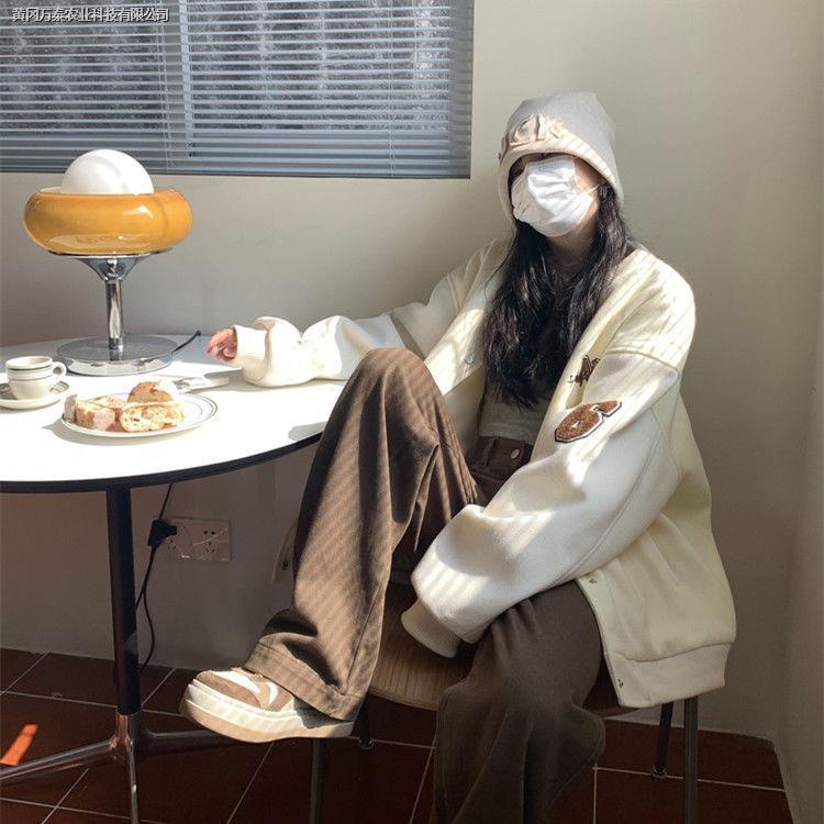 Áo khoác bóng chày dáng rộng dày dặn phong cách Hàn Quốc thời trang thu đông mới dễ phối đồ dành cho nữ