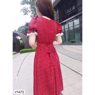 Đầm xòe họa tiết chấm bi thanh lịch