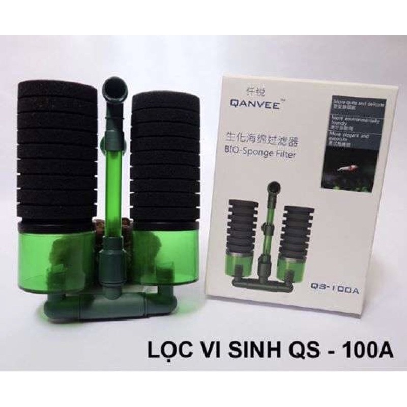 Lọc sủi vi sinh QS100A bio kèm ngăn lọc QUANVEE QS-100A cho hồ cá