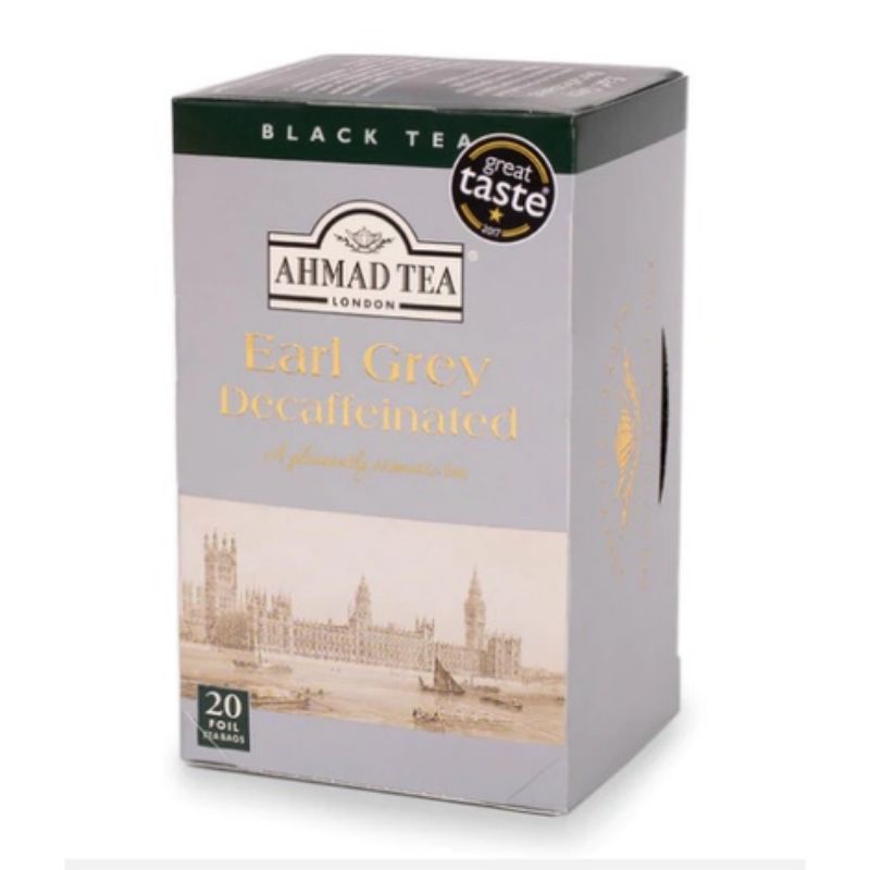 Trà Bá tước khử caffein - AHMAD Decaffeinated Earl Grey tea 40g/20bags (túi lọc có bao thiếc)