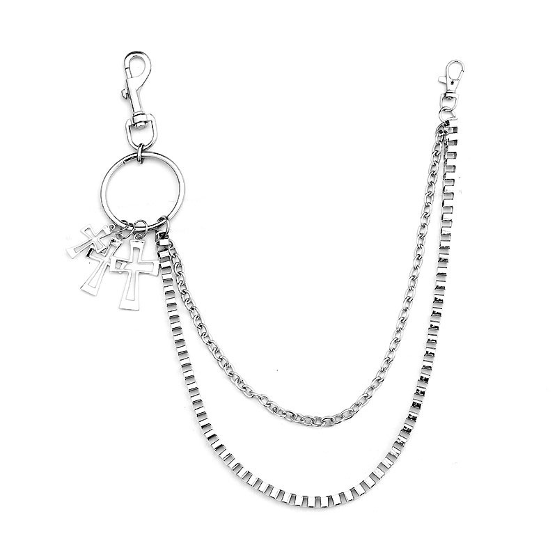 Dây Xích Kim Loại Mặt Chữ Thập Trang Trí Quần Phong Cách Hiphop