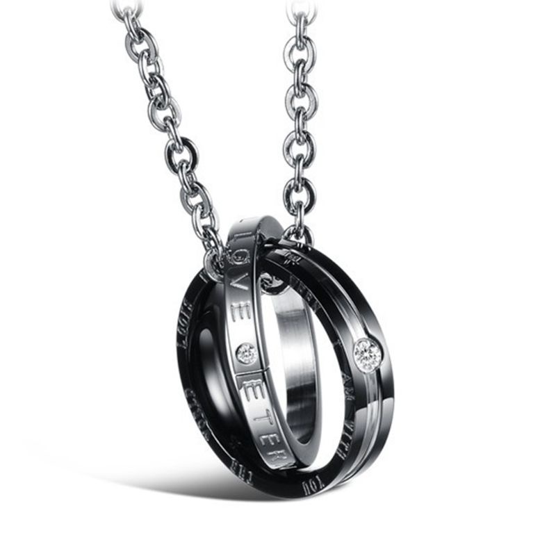 Vòng cổ Mặt Nhẫn Đôi Màu Vàng Hồng Đen Cho Ngày Valentine