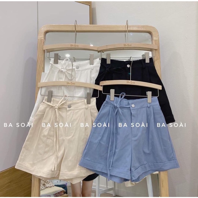 Quần short kaki jeans thắt dây