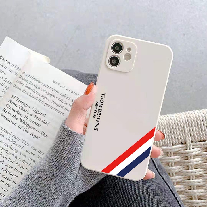 Ốp lưng IP Cạnh Vuông Thom Browne Màu kem 6/6plus/6s/6splus/7/7plus/8/8plus/x/xr/xs/11/12/13/14/pro/max/plus/promax