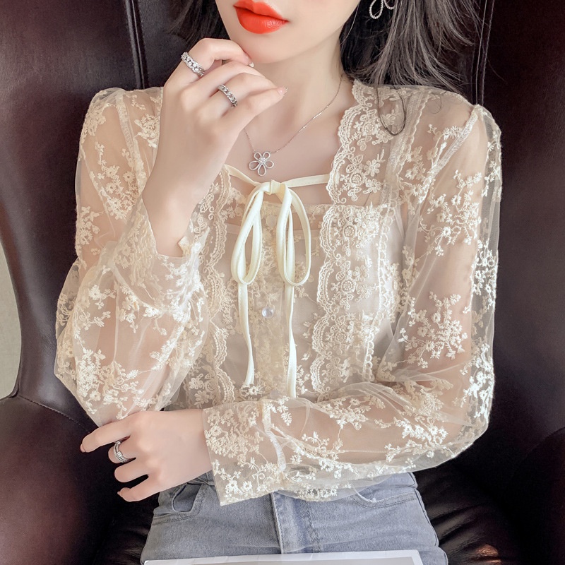 Áo ren tay dài dáng rộng thời trang cho nữ | BigBuy360 - bigbuy360.vn