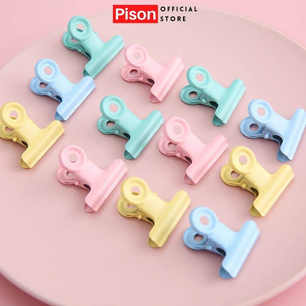 Kẹp kim loại Nhiều màu Pison nhỏ gọn không làm rách giấy - 1 cái/ 1 bộ
