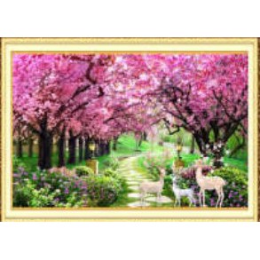 TRANH THÊU PHONG CẢNH RỪNG CÂY TÍM E97 (100X55) edb97 (150x70)