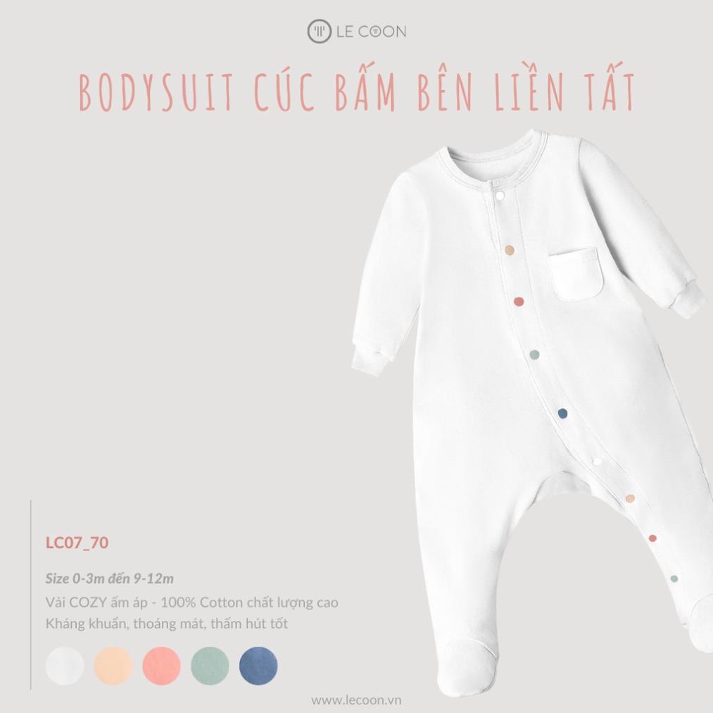 LECOON- Bodysuit bé trai bé gái cúc bấm bên liền tất Lecoon LC0770