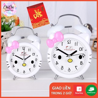 Đồng Hồ Báo Thức Chuông Đôi Reo To Hình Kitty Dễ Thương Chichi