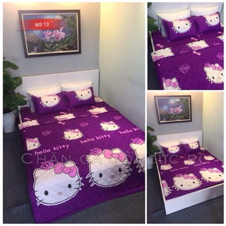 SET CHĂN GA GỐI 5 MÓN POLY COTTON Hello kitty tím